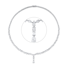 Collier aus 750 Gold Weißgold 130 Diamanten 20,51ct TW-SI L:45,7cm