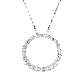 Collier Kreis aus 750 Gold Weißgold 24 Diamanten 2,6ct TW-SI L:45,7cm