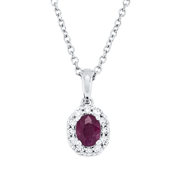 Collier aus 750 Weißgold Rubin 12 Brillanten 0.07ct