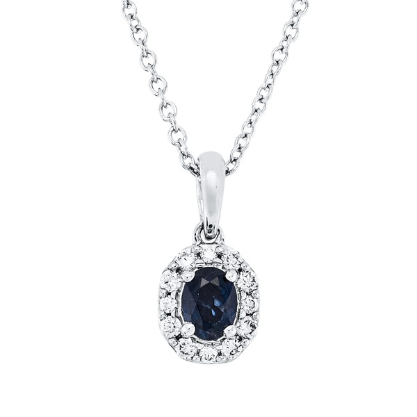 Collier aus 750 Weißgold Saphir 12 Brillanten 0.07ct