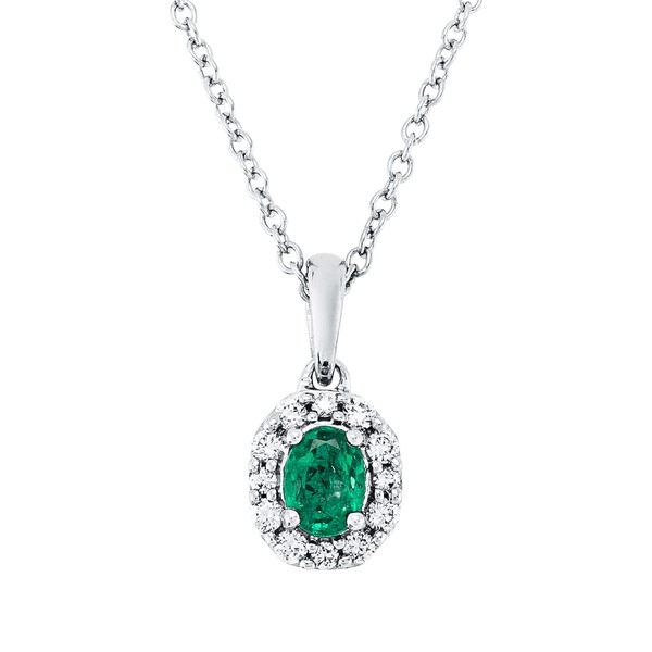 Collier aus 750 Weißgold Smaragd 12 Brillanten 0.07ct