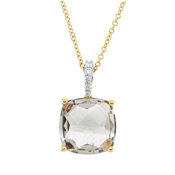 Collier aus 750 Rotgold Amethyst 5 Brillanten 0.04ct
