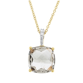Collier aus 750 Rotgold Amethyst 3,45ct grün 5 Diamanten 0,04ct TW-SI L:45,7cm