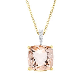 Collier aus 750 Gelbgold Morganit 1,83ct rosa 5 Diamanten 0,04ct TW-SI L:45,7cm Collier aus 750 Gelbgold Morganit 1,83ct rosa 5 Diamanten 0,04ct TW-SI L:45,7cm
