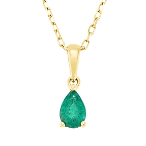 Collier aus 750 Gold Gelbgold Smaragd 0,33ct grün L:45cm