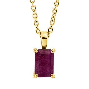 Collier aus 750 Gold Gelbgold Rubin 0,69ct rot L:45cm 4er-Krappe