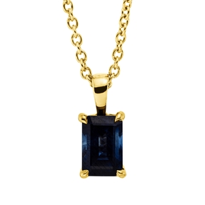 Collier aus 750 Gold Gelbgold Saphir 0,78ct blau L:45cm 4er-Krappe