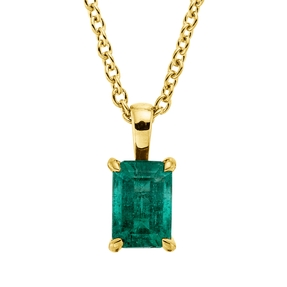 Collier aus 750 Gold Gelbgold Smaragd 0,54ct grün L:45cm 4er-Krappe