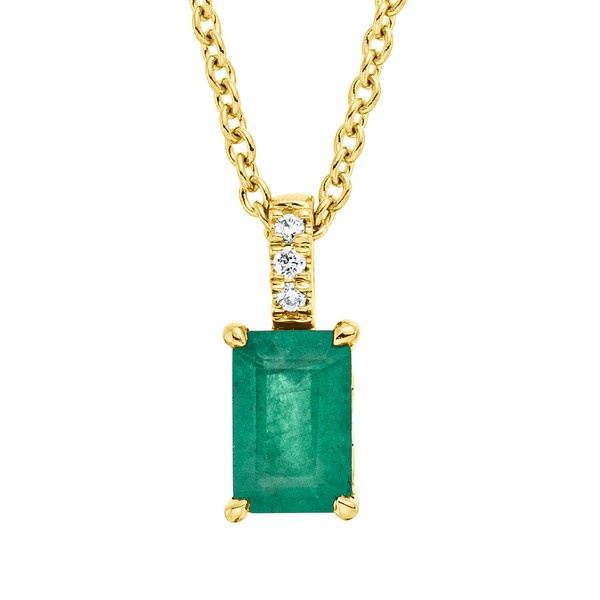 Collier aus 750 Gelbgold Smaragd 3 Brillanten 0.02ct
