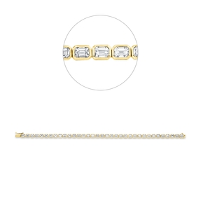 Armband aus 750 Gelbgold 35 Diamanten Smaragd-Schliff 6,58ct TW-SI B:3,8mm L:17,8cm