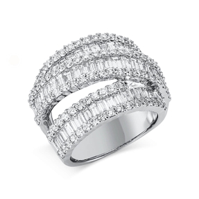 Ring aus 750 Gold Weißgold 159 Diamanten 4,01ct TW-VSI B:18,4mm