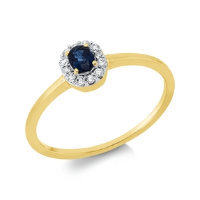 Ring aus 750 Gelbgold Saphir 0,15ct blau 12 Brillanten 0,08ct TW-SI B:5,5mm Ring aus 750 Gelbgold Saphir 0,15ct blau 12 Brillanten 0,08ct TW-SI B:5,5mm
