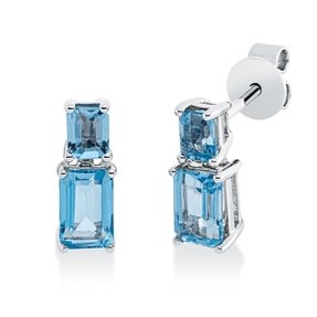 Ohrstecker aus 750 Gold Weißgold 4 Topase 1,7ct skyblue 11,4x4,7mm 4er-Krappe Ohrstecker aus 750 Gold Weißgold 4 Topase 1,7ct skyblue 11,4x4,7mm 4er-Krappe