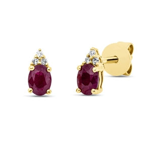 Ohrstecker aus 750 Gelbgold 2 Rubine 0,5ct rot 6 Brillanten 0,02ct TW-SI 6,4x3,1mm Ohrstecker aus 750 Gelbgold 2 Rubine 0,5ct rot 6 Brillanten 0,02ct TW-SI 6,4x3,1mm