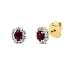 Ohrstecker 750 Gelbgold 2 Rubine 0,42ct rot 24 Brillanten 0,15ct TW-SI 6,3x3,1mm Ohrstecker 750 Gelbgold 2 Rubine 0,42ct rot 24 Brillanten 0,15ct TW-SI 6,3x3,1mm