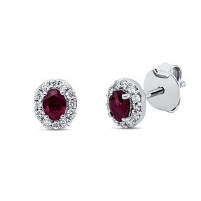 Ohrstecker 750 Weißgold 2 Rubine 0,46ct rot 24 Brillanten 0,15ct TW-SI 6,3x3,1mm Ohrstecker 750 Weißgold 2 Rubine 0,46ct rot 24 Brillanten 0,15ct TW-SI 6,3x3,1mm
