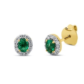 Ohrstecker aus 750 Gelbgold 2 Smaragde 0,36ct grün 24 Brillanten 0,16ct TW-SI Ohrstecker aus 750 Gelbgold 2 Smaragde 0,36ct grün 24 Brillanten 0,16ct TW-SI