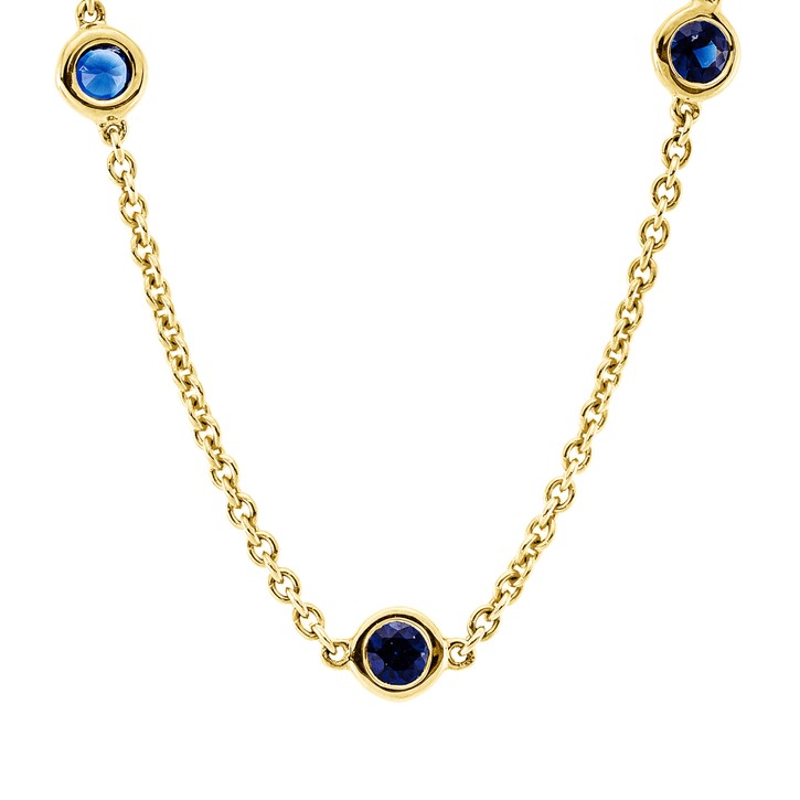 Collier aus 750 Gelbgold 13 Saphire