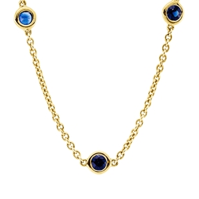 Collier aus 750 Gold Gelbgold 13 Saphire 1,58ct blau L:45cm Zarge Collier aus 750 Gold Gelbgold 13 Saphire 1,58ct blau L:45cm Zarge