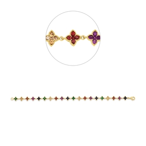 Armband aus 750 Gelbgold 100 Saphire 2,99ct mehrfarbig B:6,5mm L:17,5cm