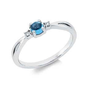 Ring aus 750 Weißgold Topas 0,41ct skyblue 2 Brillanten 0,02ct TW-SI B:3,8mm