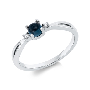 Ring aus 750 Weißgold Topas 0,41ct London Blue 2 Brillanten 0,02ct TW-SI B:4,4mm
