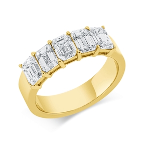 Ring aus 750 Gelbgold 5 Diamanten Smaragd-Schliff 2,54ct TW-VSI/SI B:17,7mm