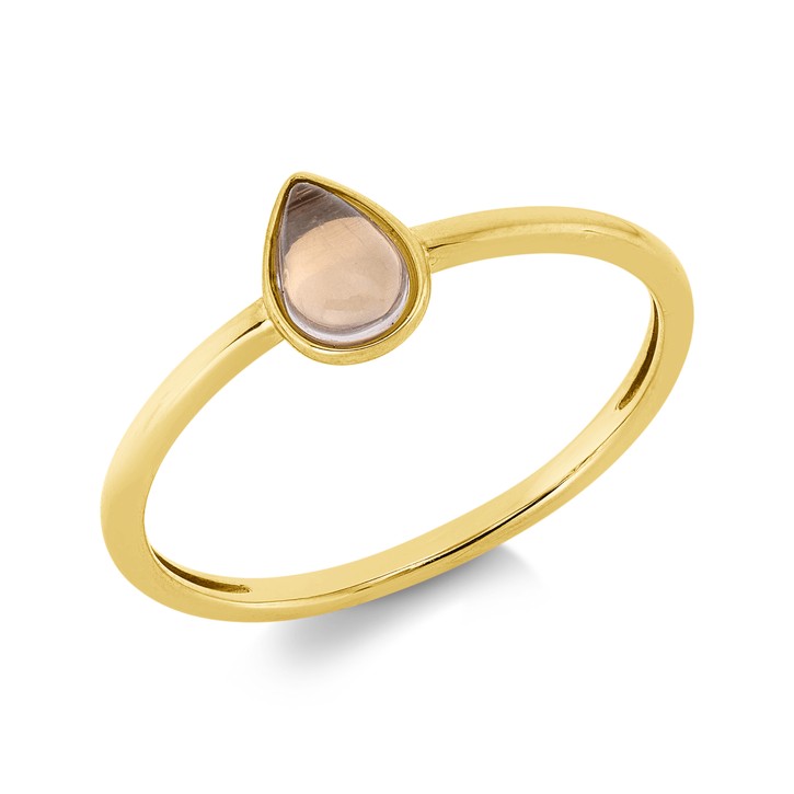 Ring Tropfen aus 750 Gelbgold Quarz