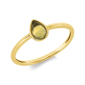 Ring Tropfen aus 750 Gold Gelbgold Peridot 0,4ct B:6,5mm Zarge