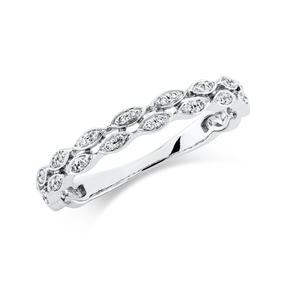 Ring aus 750 Gold Weißgold 36 Brillanten 0,11ct TW-SI H:3mm