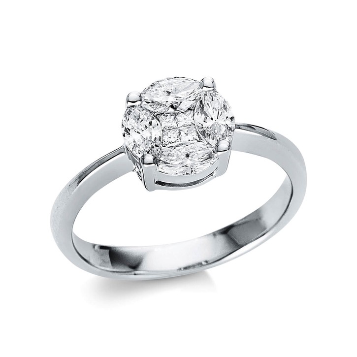 Ring aus 750 Weißgold 8 Diamanten 0.83ct