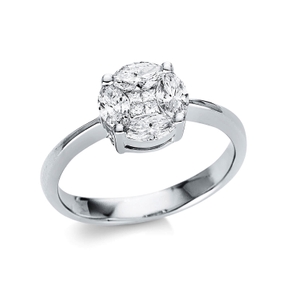 Ring aus 750 Gold Weißgold 8 Diamanten 0,83ct TW-SI B:8,5mm