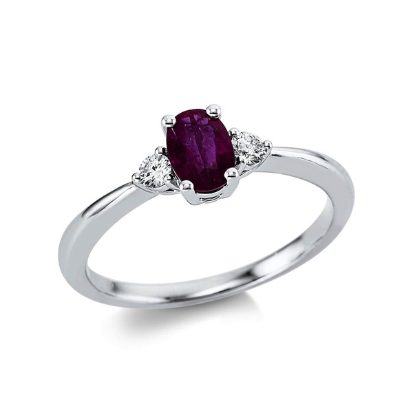 Ring aus 750 Weißgold Rubin 2 Brillanten 0.11ct