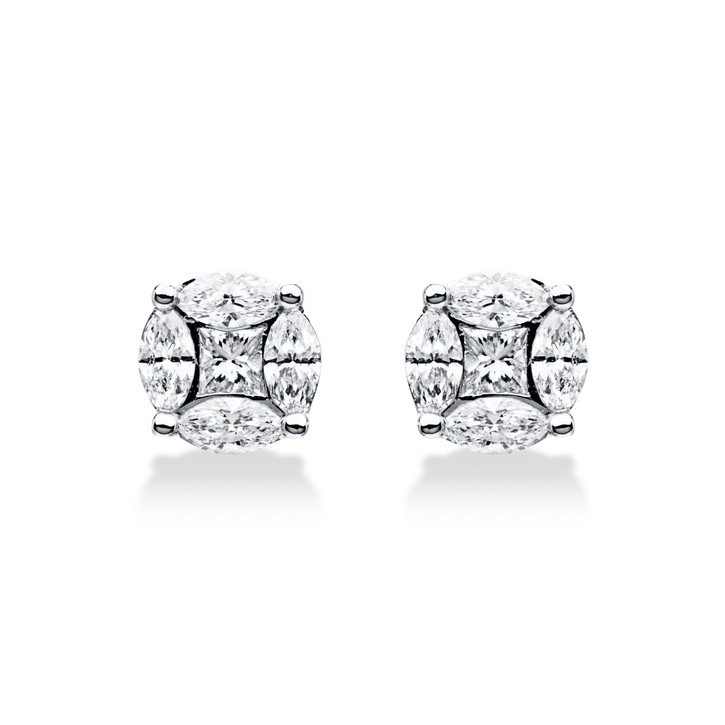 Ohrstecker aus 750 Weißgold 10 Diamanten 1.23ct
