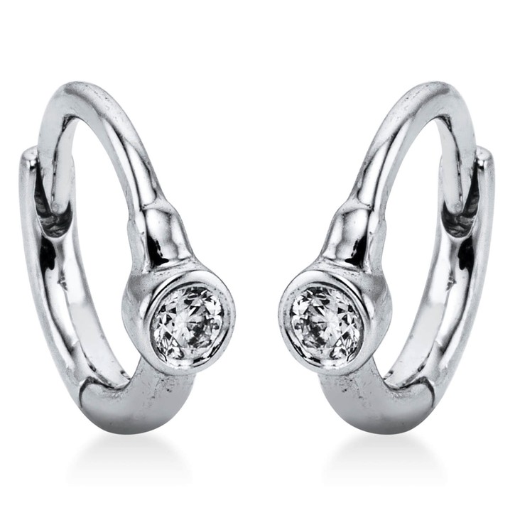 Solitaire Creolen aus 750 Weißgold 2 Brillanten 0.06ct