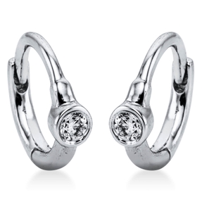 Solitaire Creolen aus 750 Gold Weißgold 2 Brillanten 0,06ct TW-SI Zarge