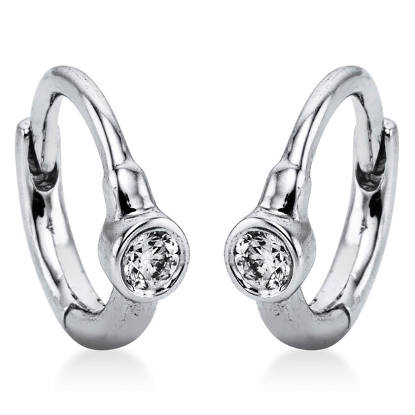 Solitaire Creolen aus 750 Weißgold 2 Brillanten 0.06ct
