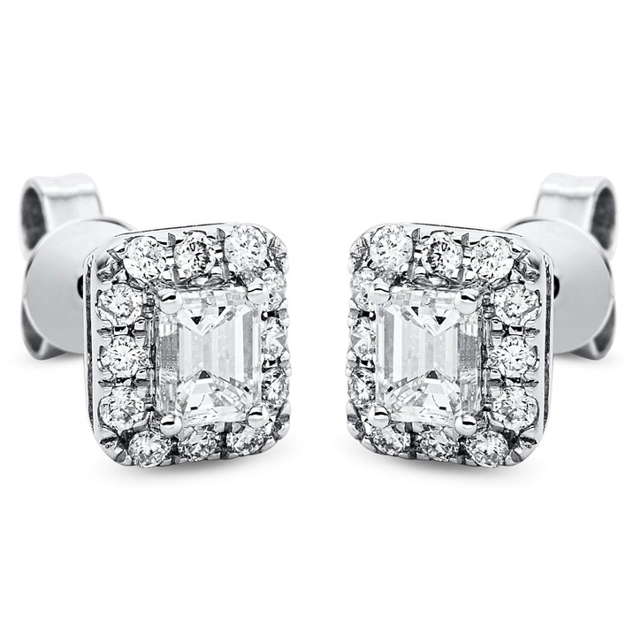 Solitaire Ohrstecker aus 750 Weißgold 26 Brillanten 0.66ct