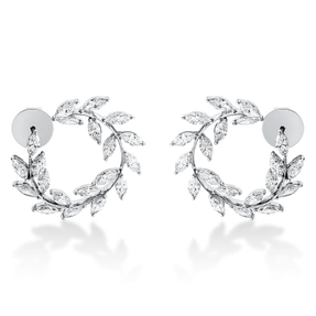 Ohrstecker aus 750 Weißgold 40 Diamanten Navette-Schliff 4,51ct TW-VSI 26x27mm Ohrstecker aus 750 Weißgold 40 Diamanten Navette-Schliff 4,51ct TW-VSI 26x27mm
