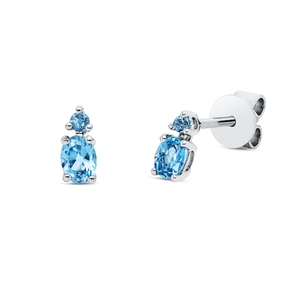Ohrstecker aus 750 Gold Weißgold 4 Topase 0,31ct skyblue 6,6x3mm 4er-Krappe Ohrstecker aus 750 Gold Weißgold 4 Topase 0,31ct skyblue 6,6x3mm 4er-Krappe
