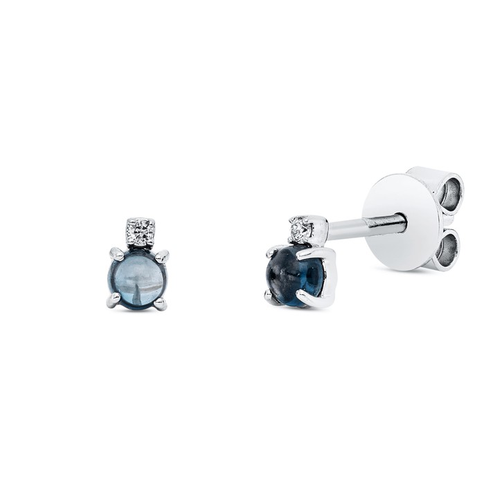 Ohrstecker aus 750 Weißgold 2 Blautopase 2 Brillanten 0.02ct
