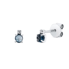 Ohrstecker aus 750 Weißgold 2 Topase 0,31ct London Blue 2 Brillanten 0,02ct TW-SI