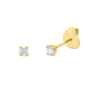 Solitaire Ohrstecker aus 750 Gold Gelbgold 2 Brillanten 0,17ct TW-SI 4er-Krappe