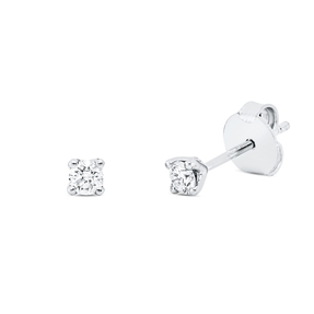 Solitaire Ohrstecker aus 750 Gold Weißgold 2 Brillanten 0,19ct TW-SI 4er-Krappe