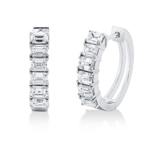 Creolen aus 750 Weißgold 12 Diamanten Smaragd-Schliff 1,63ct F-VSI 16,5x3,9mm Creolen aus 750 Weißgold 12 Diamanten Smaragd-Schliff 1,63ct F-VSI 16,5x3,9mm
