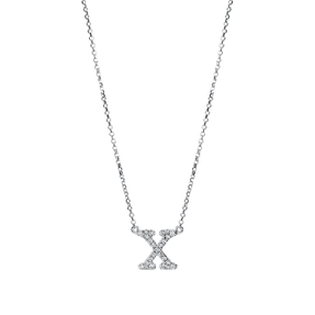 Collier aus 750 Gold Weißgold 25 Brillanten 0,11ct TW-SI L:43,2cm