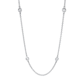 Collier aus 750 Gold Weißgold 9 Brillanten 0,48ct TW-SI L:45,7cm Zarge
