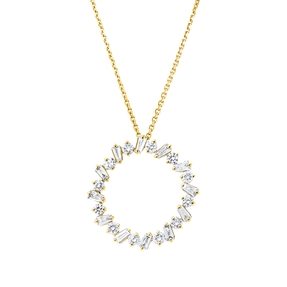 Collier Kreis aus 750 Gelbgold 24 Diamanten Fanatsy-Schliff 0,76ct TW-SI L:45cm Collier Kreis aus 750 Gelbgold 24 Diamanten Fanatsy-Schliff 0,76ct TW-SI L:45cm