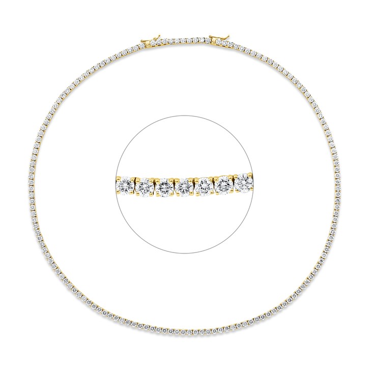Tenniscollier Collier aus 750 Gelbgold 150 Brillanten 12.32ct