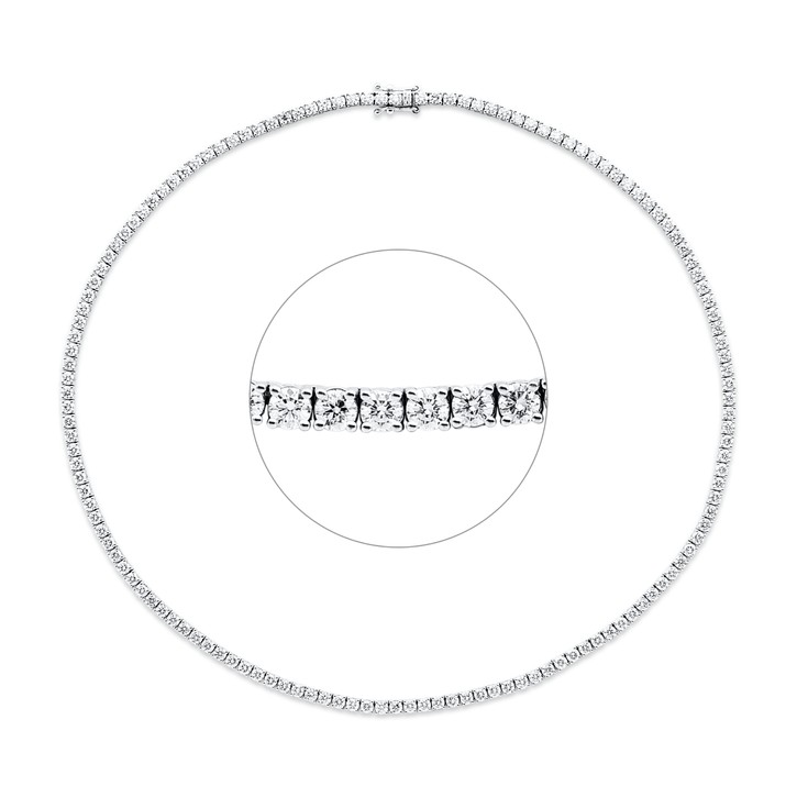 Tenniscollier Collier aus 750 Weißgold 138 Brillanten 11.1ct